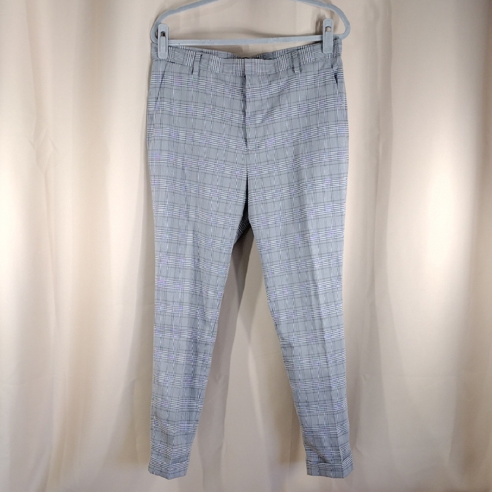 H&M Gray Plaid Checkered Women's Plus Size Business Casual Trousers Slack Pants